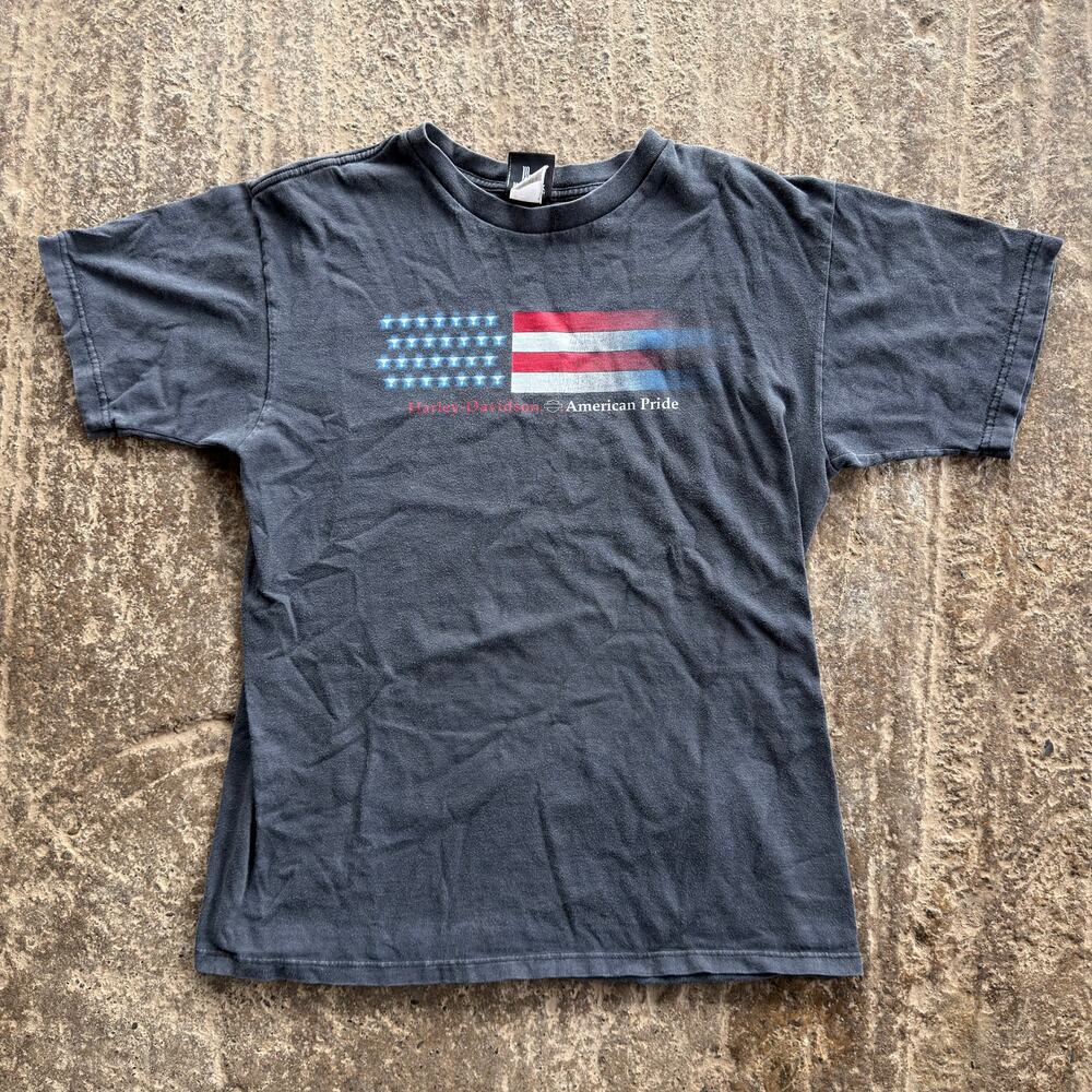 VINTAGE HARLEY DAVIDSON WASHINGTON BLACK SHIRT AMERICAN PRIDE MEN LARGE 90S FADE